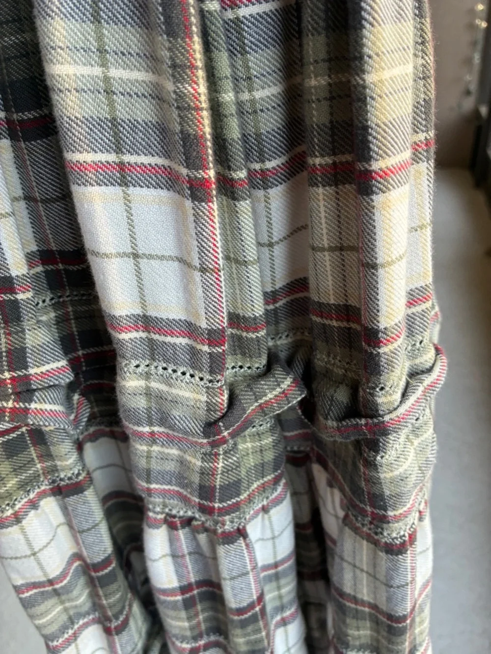 Basin + Range Organic Cotton Plaid Tiered Midi "Ranch" Farmhouse Dress - Picture 4 of 10
